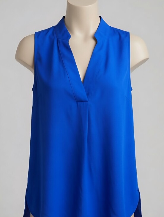 Banana Republic Tops - Banana Republic Royal Blue Sleeveless Split V-Neck Blouse Tunic Top Size M